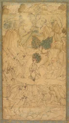 Un principe che visita un uomo santo in un paesaggio roccioso, c. 1590