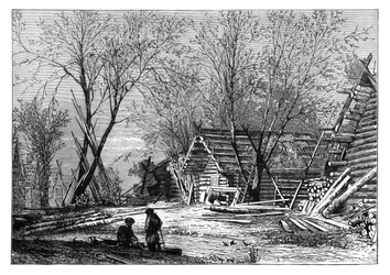Un villaggio russo sulle rive del Volga, c1890
