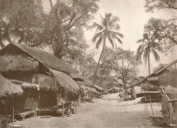 Una tipica scena di villaggio birmano, 1900