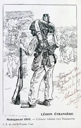 Una colonna della Legione Straniera Francese in avanzamento verso Tananarive, Madagascar, 1895