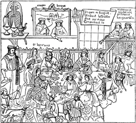 Una cena, fine XV secolo, 1910
