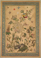 Una fantasia floreale di animali e uccelli Waq-waq, primi anni 1600