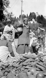 Mercato alimentare a Darjeeling, Bengala Occidentale, India