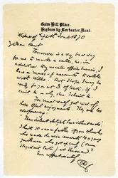 Una lettera scritta a mano, 1870, 1899