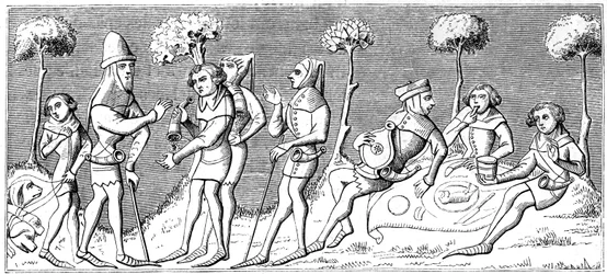 Una battuta di caccia si riunisce, 1849