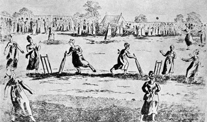Partita di cricket femminile, Newington Green, Islington, Londra, 1811 1912