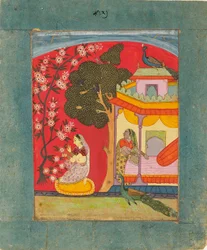 Una signora che raccoglie fiori, illustrando il modo musicale Ramakali Ragini, c1675