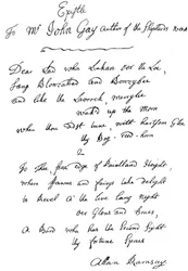 Una lettera di Allan Ramsay a John Gay, XVIII secolo, 1840