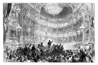 Un incontro della Anti-Corn Law League al Drury Lane Theatre, Londra, 1838 c1895