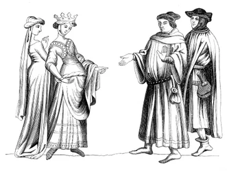 Una nobildonna, serva e membro della borghesia, XIV secolo 1849