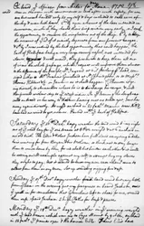 Una pagina dal diario di John Newton, 1750-1754