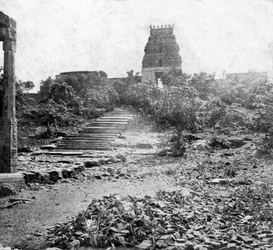 Un tempio in rovina vicino a Madras, India, 1874