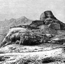 Un tope stupa in rovina nel Passo Khyber, PakistanAfghanistan, 1895