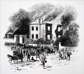 Una scena dalle rivolte di Birmingham del 1791