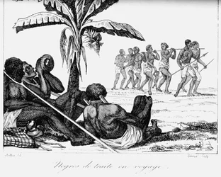 Un convoglio di schiavi, Africa, XIX secolo