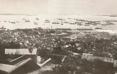 Vista dei nuovi moli durante la costruzione, 1914