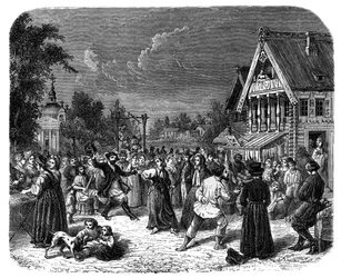 Una festa di villaggio in Russia, c1890