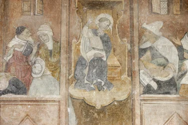 Abbazia di Abondance: affresco di Gesù con i rabbini, Abondance, Francia
