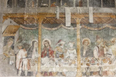 Abbazia di Abondance affresco: le nozze di Cana, Abondance, Francia