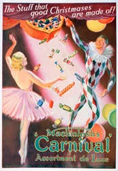 Pubblicità per assortimenti di caramelle del Carnevale di Mackintosh, 1935