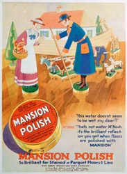 Pubblicità per il lucido per pavimenti antisettico Mansion, 1933