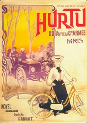 Pubblicità per auto e biciclette Hurtu, c1900s