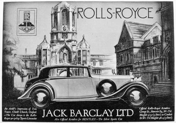 Pubblicità per Jack Barclay Ltd, concessionari Rolls-Royce e Bentley, 1935