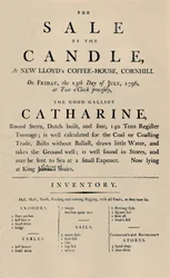 Annuncio di Vendita con Candela a Lloyds, 1796