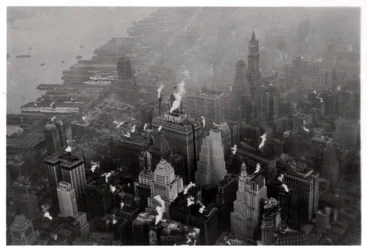 Vista aerea di Manhattan, New York City, USA, da un dirigibile, 1928 1933