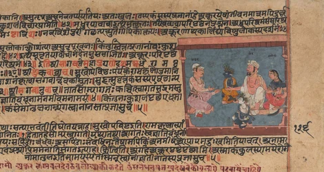 Akrura informa Nanda e Yashoda: Pagina da un Bhagavata Purana disperso