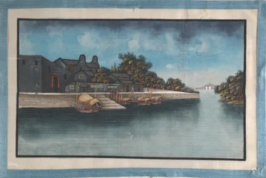 Album contenente dodici dipinti di scene lungo un fiume, XIX secolo