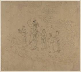 Album di temi taoisti e buddisti: Processione di divinità taoiste: Foglio 10, 1200s