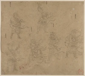 Album di temi taoisti e buddisti: Processione di divinità taoiste: Foglio 13, 1200s