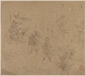 Album di temi taoisti e buddisti: Processione di divinità taoiste: Foglia 15, 1200s