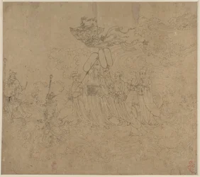 Album di temi taoisti e buddisti: Processione di divinità taoiste: Foglia 6, 1200