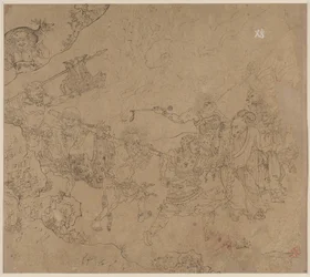 Album di temi taoisti e buddisti: Cerca la montagna: Foglia 45, 1200