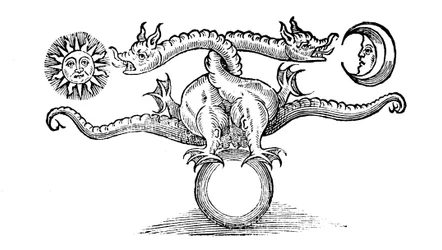 Simbolo alchemico che rappresenta la trasmutazione del metallo vile in argento e oro, 1652