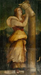 Figura allegorica di donna con colonna spezzata