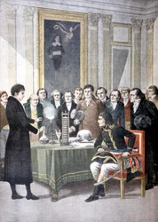 Alessandro Volta, che dimostra la sua pila a Napoleone, c1800 1901