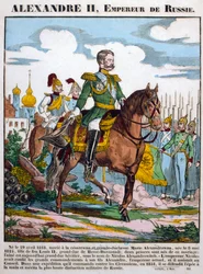 Alessandro II, zar di Russia, che rivede le truppe, c1855