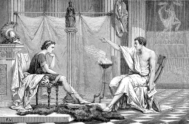 Alessandro Magno 356-323 a.C. da giovane, ascolta il suo tutore Aristotele, c. 1875