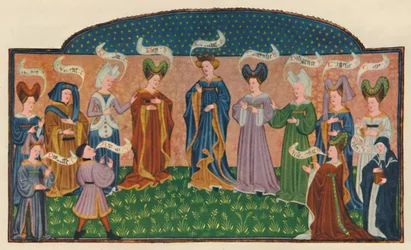 Figure allegoriche in abiti di corte