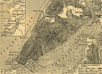 Posizioni alleate sulla penisola di Gallipoli in Turchia, Prima Guerra Mondiale, luglio 1915
