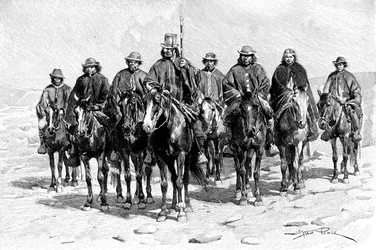 Un capo mapuche araucano e il suo staff, Cile-Argentina
