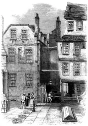 Case antiche nel Tempio e la tomba di Oliver Goldsmith, Londra