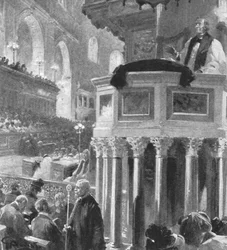 Arcivescovo di Canterbury che predica...dopo la morte della Regina Vittoria, 1902, 1901