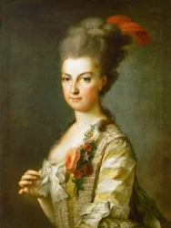 Arciduchessa Maria Cristina 1742-1798, Duchessa di Teschen, in un vestito di seta a righe, ca 1766-1770