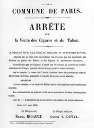 Arrete sur la Vente des Cigares et du Tabac, dai manifesti politici francesi della Comune di Parigi