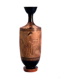 Artemide con un cigno. Lekythos, fondo bianco