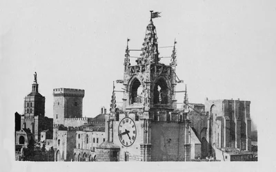 Avignone - La Torre Jacquemart, Chiesa di Notre-Dame dei Doms e Palazzo dei Papi, c1925